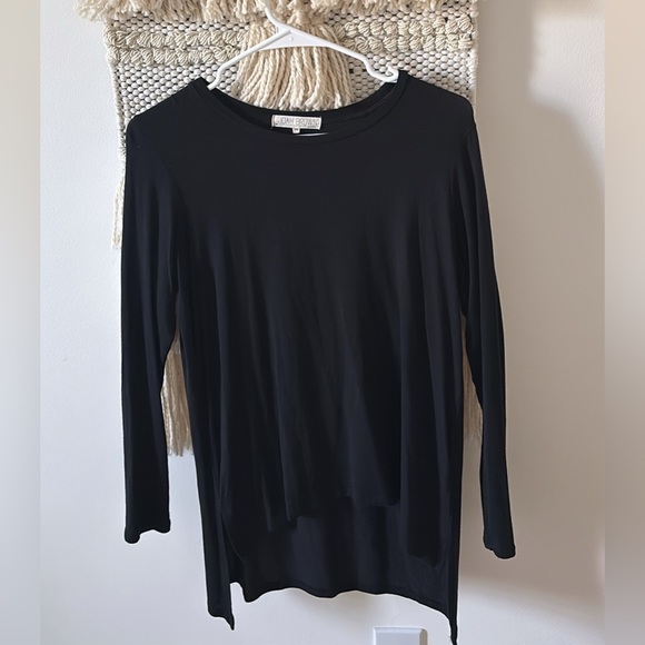 Joah Brown High Low Long Sleeve Top Black Small Medium - Picture 2 of 5
